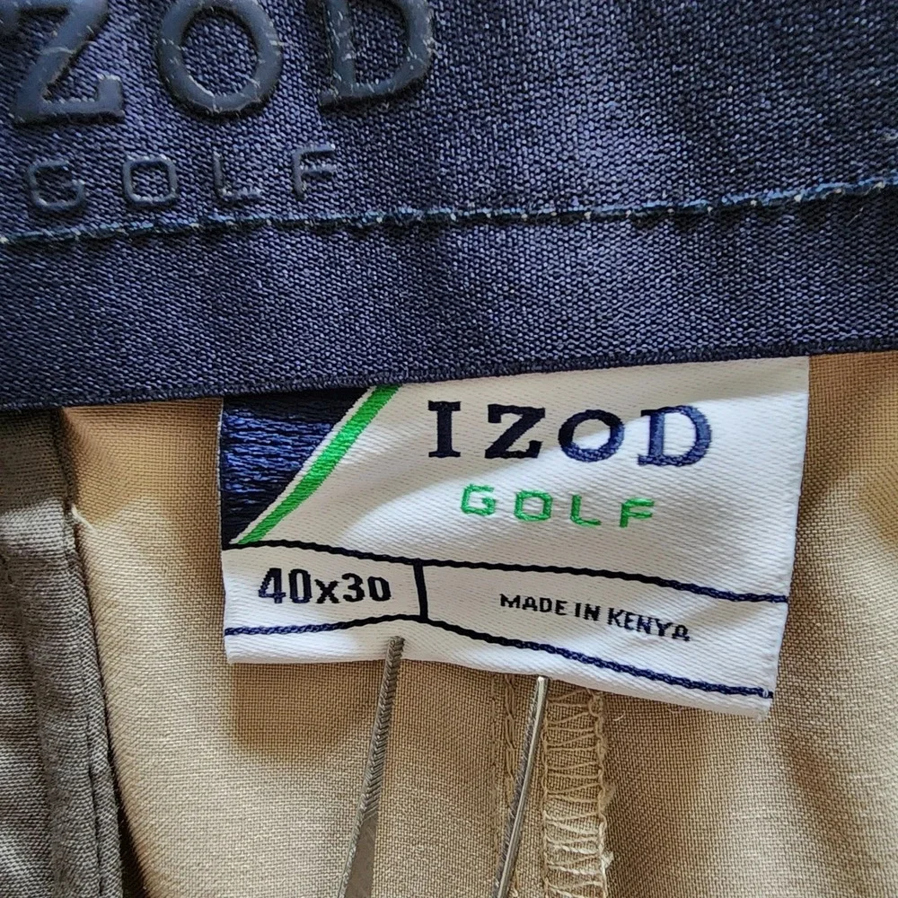 NEW IZOD Golf Swingflex Men's‎ 4 Way Stretch UPF40 Wicking Pants 40x30 Beige
